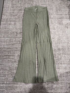 Jonathan Simkhai Olive Green Ribbed Wide-Leg Pants